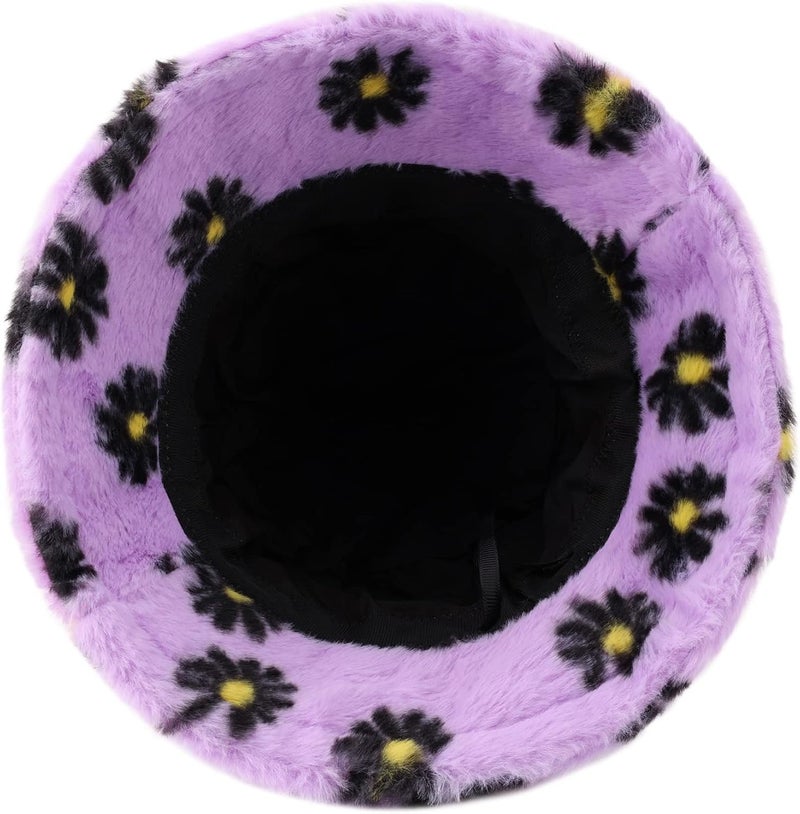 Umeepar Winter Faux Fur Fuzzy Bucket Hat Fluffy Warm Hat for Women Men - Image 3